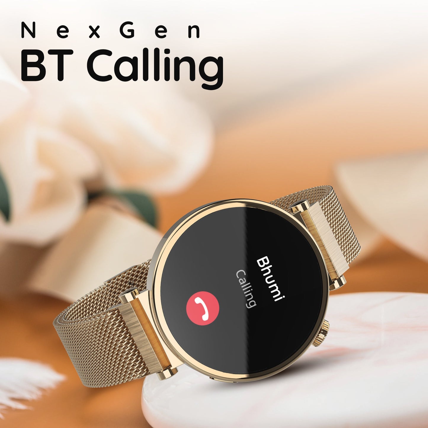 Pebble Vama 1.32" Amoled Display, BT Calling, AOD, Female Health Monitoring, Smartwatch (CLASSIC METAL Strap, Free Size)