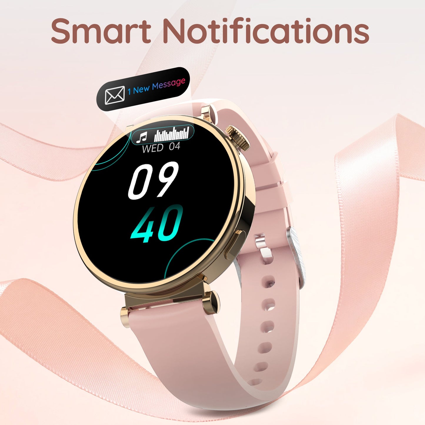 Pebble Vama 1.32" Amoled Display, BT Calling, AOD, Female Health Monitoring, Smartwatch (CLASSIC METAL Strap, Free Size)