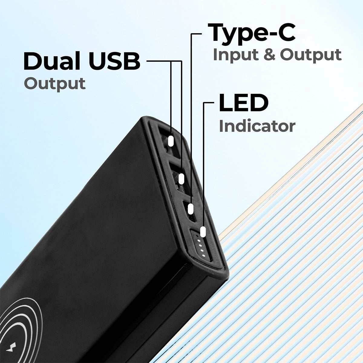 ZEBRONICS 10000 mAh 22.5 W Wireless Power Bank (Black, Lithium Polymer, Fast Charging for Mobile)