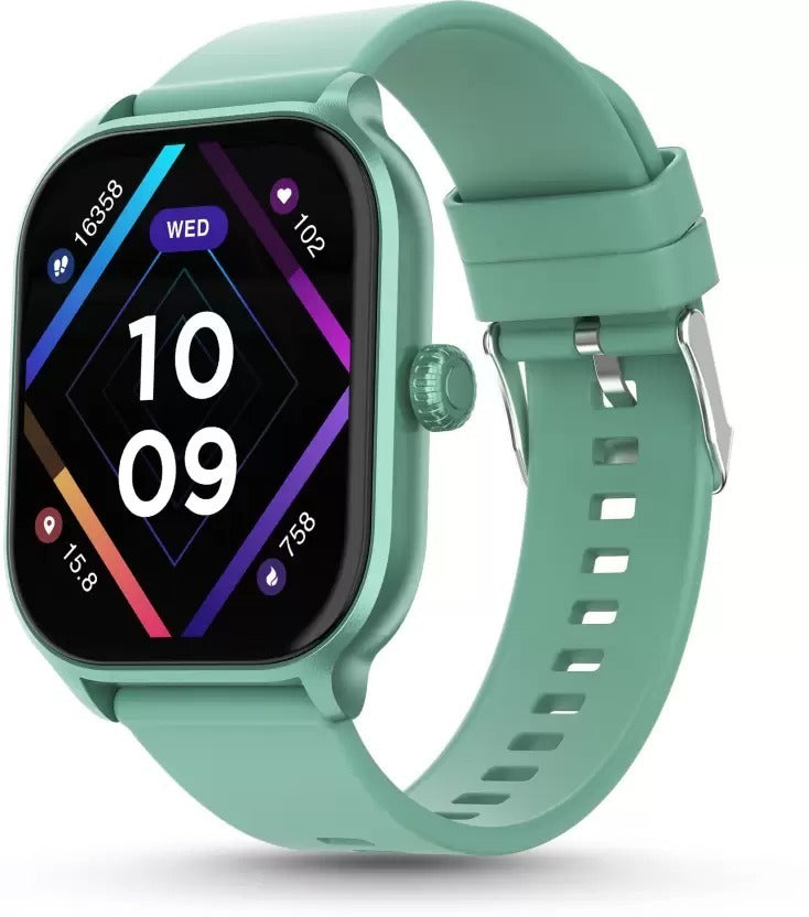 Pebble NEO 1.99" HD Display, BT calling,Lightweight Design, In-Built Games Smartwatch (PUNK GREEN Strap, Free Size)