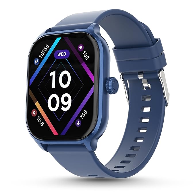 Pebble NEO 1.99" HD Display, BT calling,Lightweight Design, In-Built Games Smartwatch (PUNK GREEN Strap, Free Size)