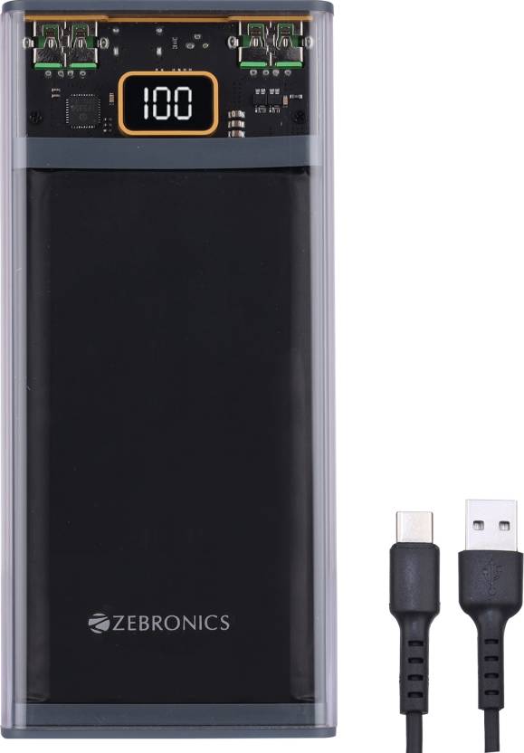 ZEBRONICS 10000 mAh 22.5 W Power Bank (Grey, Lithium Polymer, for Mobile)