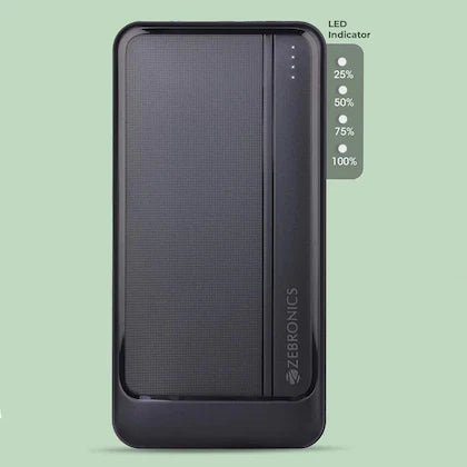 Zebronics Zeb-MB10000S8 Black Power Bank 10000 mAh Power Bank (Black, Lithium-ion, for Mobile, Tablet, Smartwatch, Earbuds)