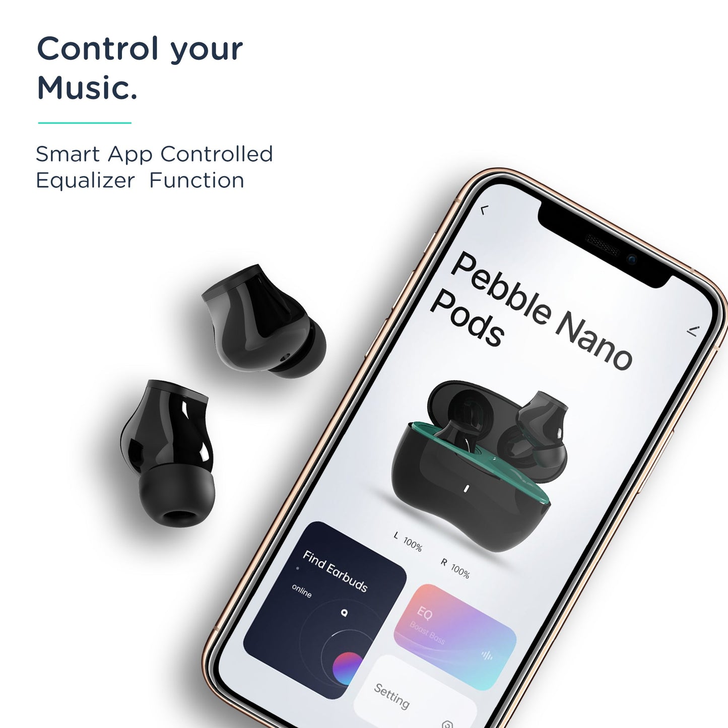 Pebble True Wireless Nano Pods with ENC Enviromental Noise Cancelation | Ultra Low Latency Mode | Smart App Controlled Equalizer | Voice Assistance