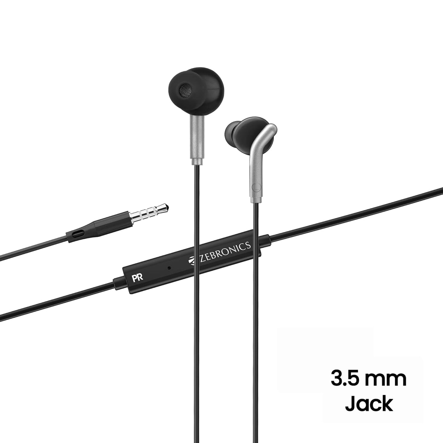 ZEBRONICS Zeb-Bro in Ear Wired Earphones with Mic, 3.5mm Audio Jack, 10mm Drivers, Phone/Tablet Compatible