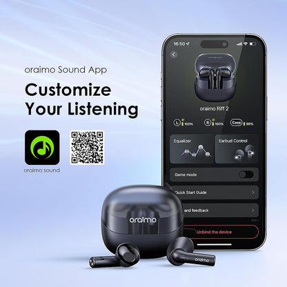 ORAIMO Riff 2 TWS Earbuds with ENC Quad Mic,30Hr Playtime,,Custom EQ Modes,IPX4,BT 5.3 Bluetooth  (Nebula Blue, True Wireless)