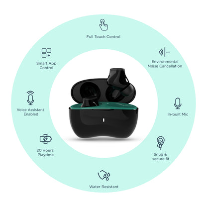 Pebble True Wireless Nano Pods with ENC Enviromental Noise Cancelation | Ultra Low Latency Mode | Smart App Controlled Equalizer | Voice Assistance