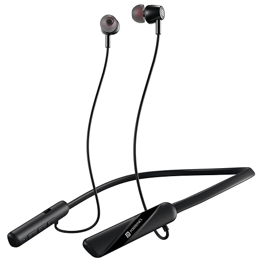 Portronics Harmonics Z10 in Ear Bluetooth Headphone with Mic, 35Hour Playtime,10mm Driver, Magnetic Earbuds, Voice Assistant, Bluetooth 5.3V, IPX4 Water/Sweat Resistance, Type C Fast Charging(Black)