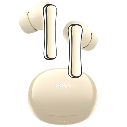 MIVI DuoPods T80 TWS Earbuds with Environmental Noise Cancellation (IPX4 Water Resistant, 13mm Bass Drivers, Ivory)