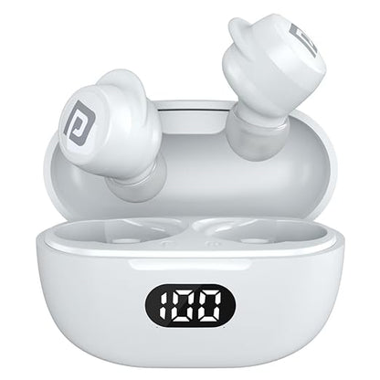 Portronics Harmonics Twins S5 Smart TWS in Earbuds with LED Display, 15Hrs Playtime, Bluetooth 5.3V, Music & Game Modes, Low Latency, Ipx4 Water Resistant, Voice Assistant, Type C Fast Charging(White)