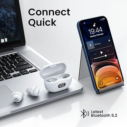 Portronics Harmonics Twins S5 Smart TWS in Earbuds with LED Display, 15Hrs Playtime, Bluetooth 5.3V, Music & Game Modes, Low Latency, Ipx4 Water Resistant, Voice Assistant, Type C Fast Charging(White)