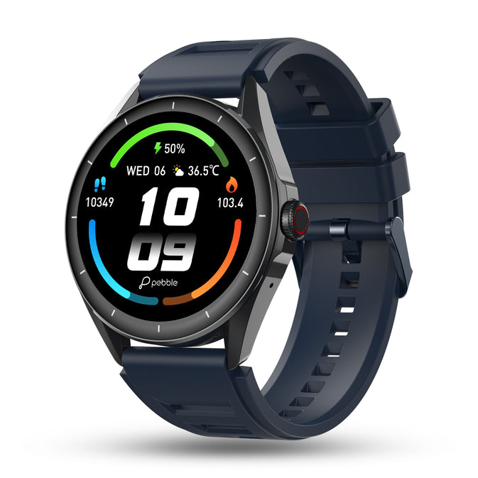 Pebble Cosmos Valor 1.43"Amoled Display, BT Calling, Multi Sports Modes, Rotating Crown Smartwatch