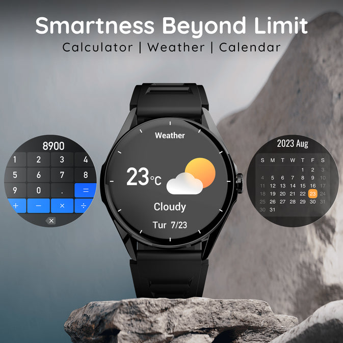 Pebble Cosmos Valor 1.43"Amoled Display, BT Calling, Multi Sports Modes, Rotating Crown Smartwatch