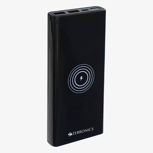 ZEBRONICS 10000 mAh 22.5 W Wireless Power Bank  (Black, Lithium Polymer, Fast Charging for Mobile)