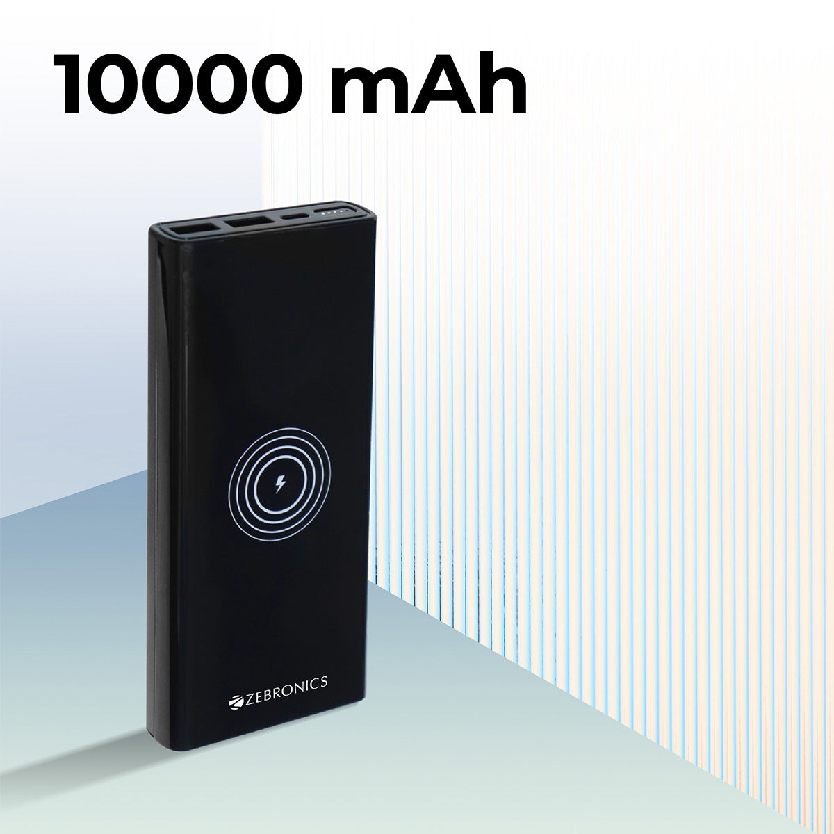 ZEBRONICS 10000 mAh 22.5 W Wireless Power Bank  (Black, Lithium Polymer, Fast Charging for Mobile)