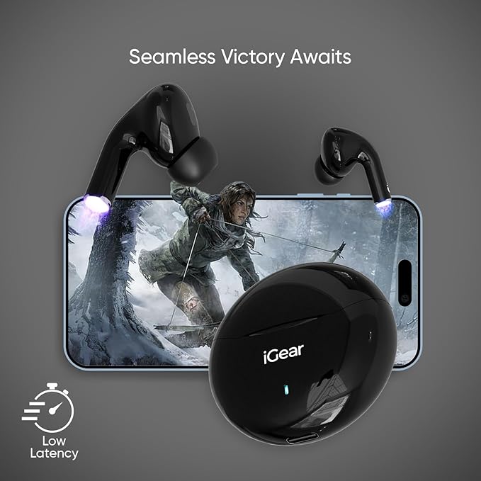 iGear Gemz Wireless Earbuds: 15 Hours Playtime, HiFi Bass, Instant Pairing, Touch Controls, Voice Assistance