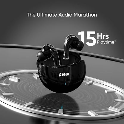 iGear Gemz Wireless Earbuds: 15 Hours Playtime, HiFi Bass, Instant Pairing, Touch Controls, Voice Assistance