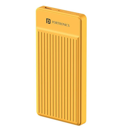 Portronics Luxcell B 10K 10000 mAh 22.5W Fast Charging Power Bank, Ultra Slim Power Bank with Mach USB-A Output, Type C PD Output, Type C Input, Wake Up Button(Yellow)