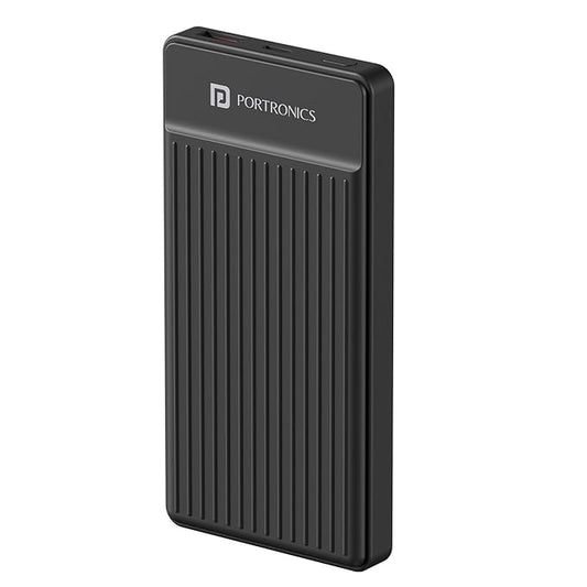 Portronics Luxcell B12 10,000mAh Ultra Slim Power Bank with USB-A Output Port & Type C Input Port |12W Output |4-Layer Circuit Protection |BIS Certified |Type C Cable Included|Made in India(Black)