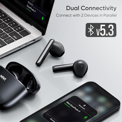 Mivi DuoPods i1 TWS,Metallic Finish,50H Playtime,13mm Bass,BT v5.3 Earbuds and more Bluetooth  (Black, In the Ear)