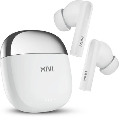 Mivi DuoPods i4 TWS,Quad-mic ENC,13mm Bass,50+ Hrs Playtime,low latency,Type C,5.3 Bluetooth  (White, True Wireless)