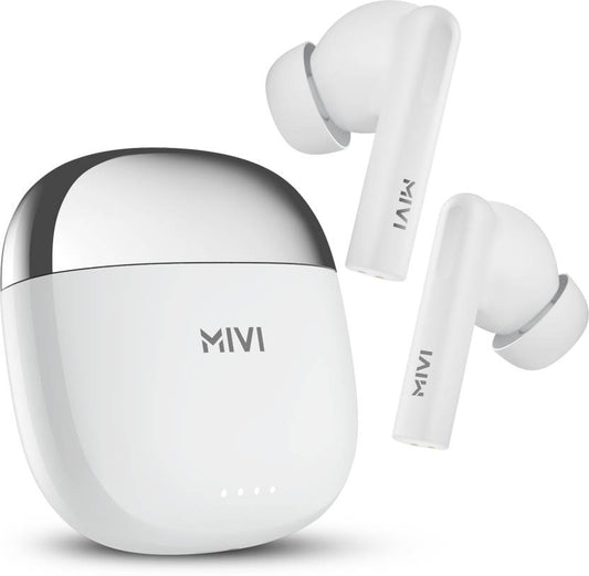 Mivi DuoPods i4 TWS,Quad-mic ENC,13mm Bass,50+ Hrs Playtime,low latency,Type C,5.3 Bluetooth  (White, True Wireless)