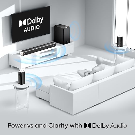 Mivi Fort Q700D Dolby Home Audio | 700W Sound bar, 5.1 Channel Home Theatre, 8-inch subwoofer, 2 Satellite Speakers, 4 Unique Input and 5 EQ Modes, LED Display, Remote Control