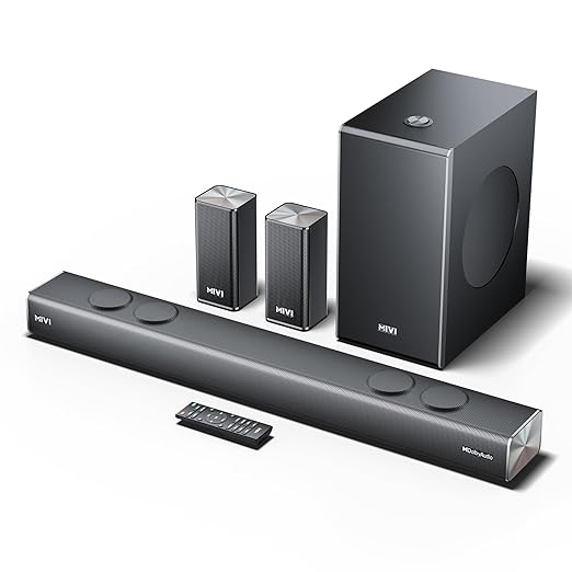 Mivi Fort Q700D Dolby Home Audio | 700W Sound bar, 5.1 Channel Home Theatre, 8-inch subwoofer, 2 Satellite Speakers, 4 Unique Input and 5 EQ Modes, LED Display, Remote Control