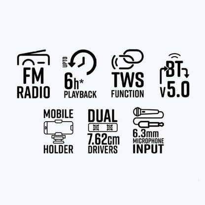 ZEBRONICS Barrel 90 Bluetooth Speaker BT v5.0 16.51cm Full-Range Driver RGB Lights Mobile Holder USB MicroSD AUX FM Radio