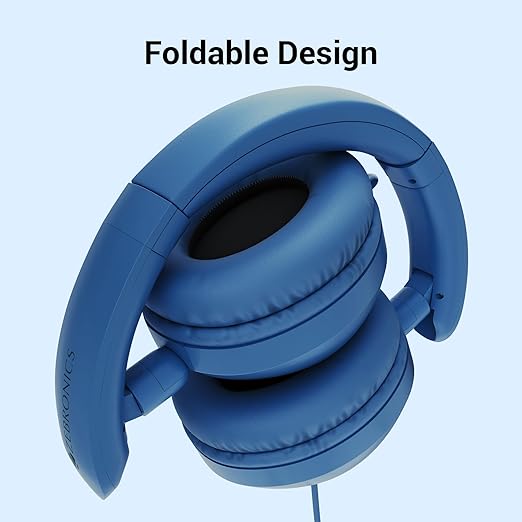 Zebronics BOOM Wired Headphone, Over Ear, in-Line MIC, Foldable, 1.5 meter Cable, for 3.5mm (Mobile | Tablet | Laptop | MAC), Soft Cushion, 40mm Drivers (Blue)