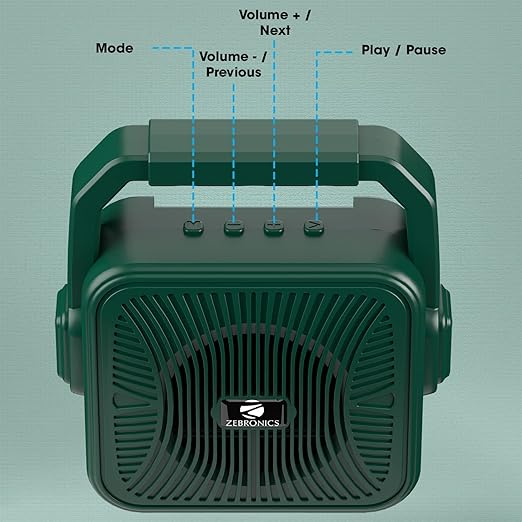 ZEBRONICS Zeb-County 2 Portable Wireless Speaker Supporting Bluetooth v5.0, FM Radio, Call Function, Built-in Rechargeable Battery, USB/Micro SD Card Slot, 3.5mm AUX Input, TWS