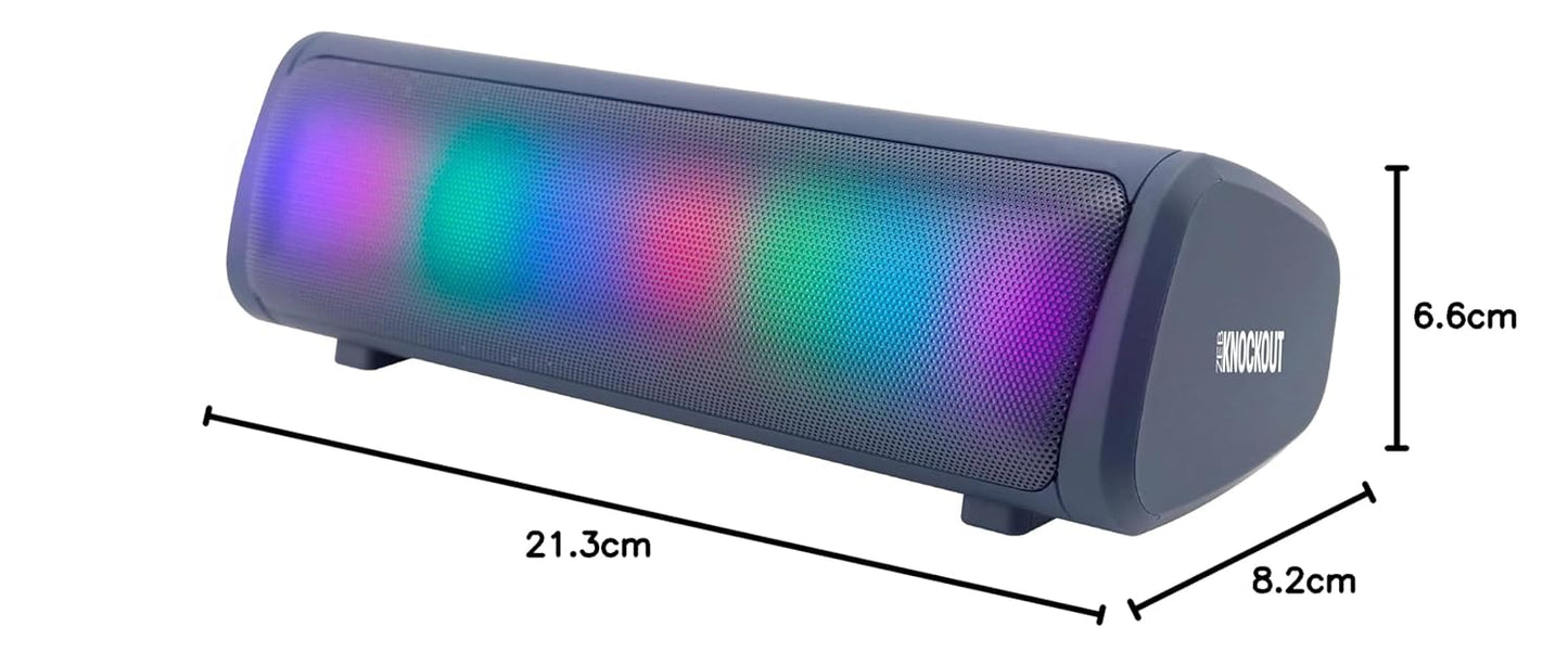 ZEBRONICS Knock Out Portable Bluetooth v5.3 Speaker with 10W Output, RGB LED Lights, TWS Function, up to 10h* Backup, USB, mSD, Passive Radiator