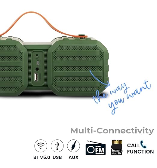 ZEBRONICS Sound Feast 51 Wireless Bluetooth 14W Rugged Finish Portable Speaker with Supporting Dual Drivers, Handy Strap, USB, SD Card, AUX, FM, TWS & Call Function