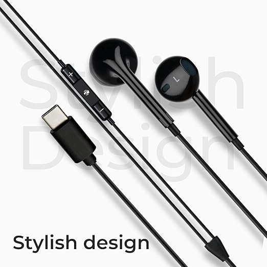 ZEBRONICS Buds 30C Type- C in Ear Earphone with in-line MIC, Rich 14.2mm Driver, Volume Control, 1.2m Cable, Call Function (Black)