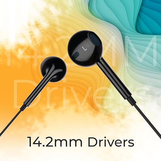 ZEBRONICS Buds 30C Type- C in Ear Earphone with in-line MIC, Rich 14.2mm Driver, Volume Control, 1.2m Cable, Call Function (Black)