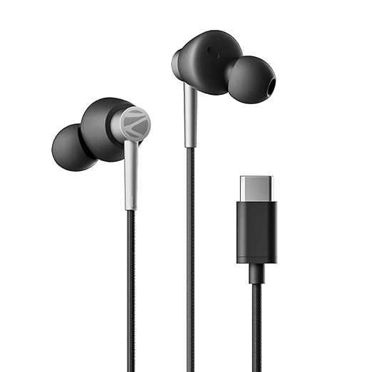 ZEBRONICS BUDS 50C in-Ear Type-C Earphone with in-line Mic, Metallic Design, Volume Control, 1.2m Cable, 14mm Driver